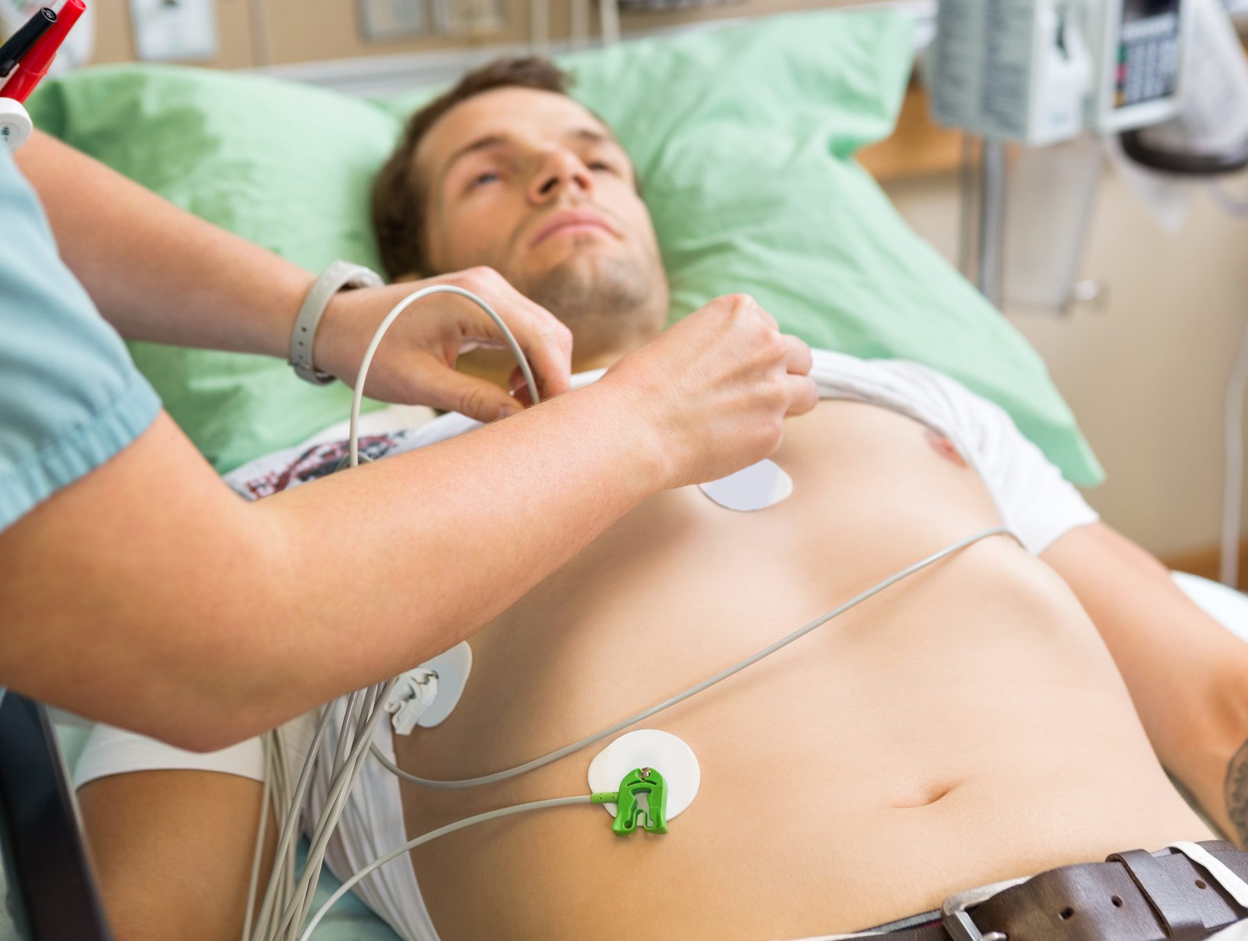 Clinician reviewing an EKG