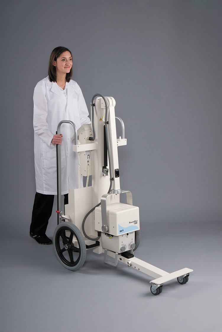 Technologist with a portable digital X-ray unit